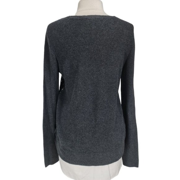 SIMPLY VERA VERAWANG Women Sz L Black White Floral Lace Basic Tunic Blouse 270P - Picture 3 of 5